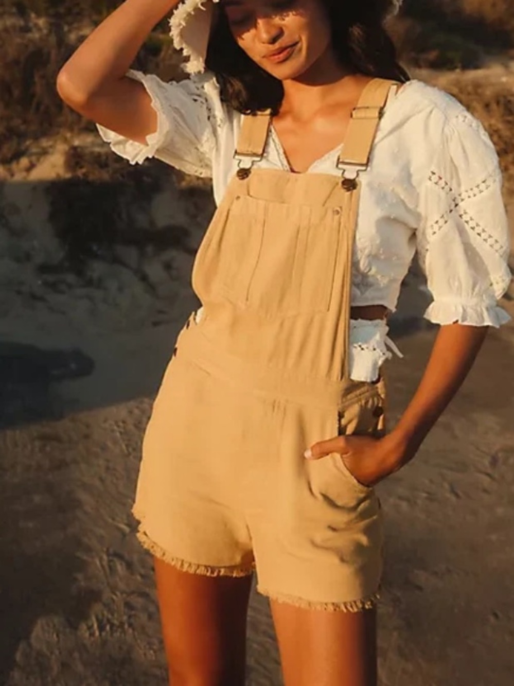 Anthropologie Pilcro the Wanderer Tan Overalls Size 27